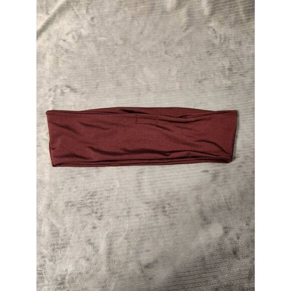 PrettyLittleThing size 10 Maroon Tube Strapless Crop Top - Picture 2 of 3
